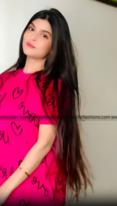 Atishi Pink Love Heart Printed Night Suit