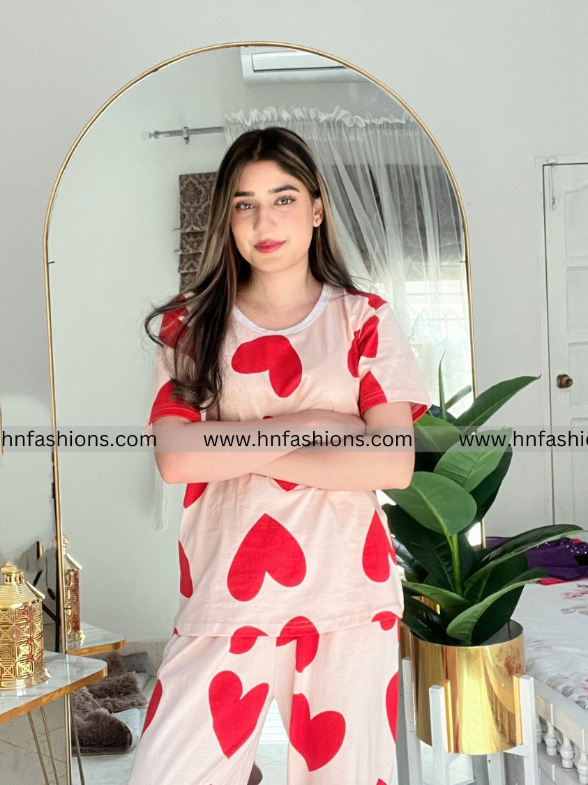 Pink Dilber Printed Night Suit
