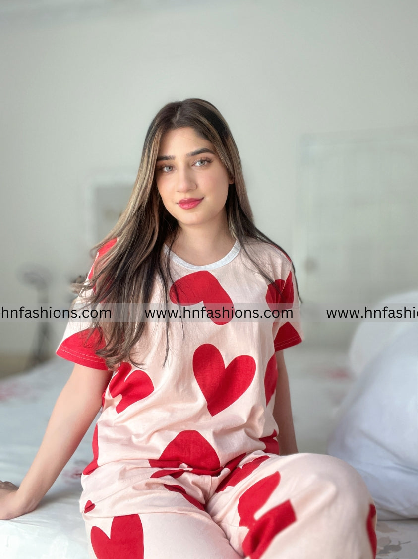 Pink Dilber Printed Night Suit