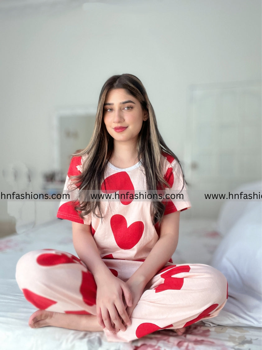 Pink Dilber Printed Night Suit