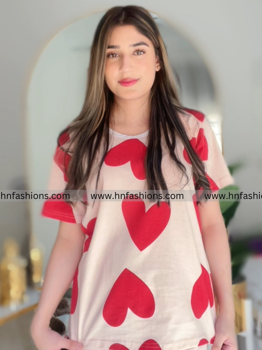 Pink Dilber Printed Night Suit
