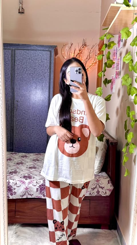 Handsome Bear Printed Night Suit