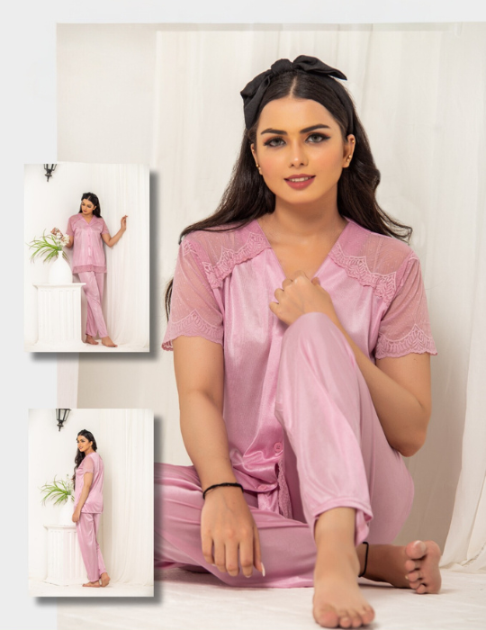 Elegant Silk Pajama Set – Shirt & Trousers