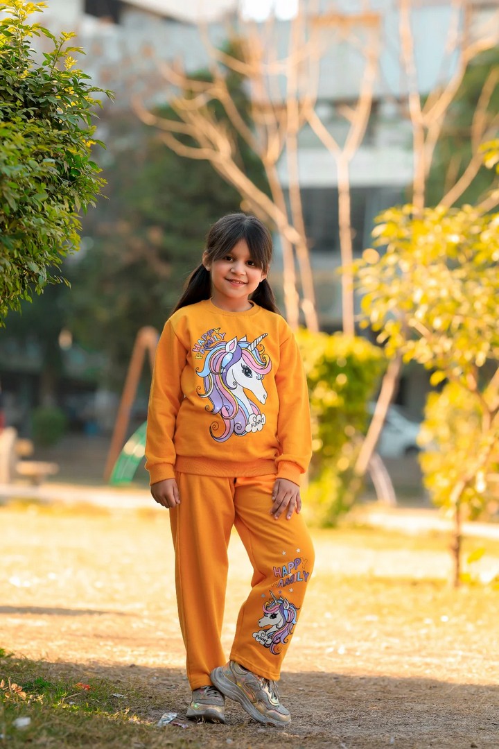 Golden Happy Family Printed Fleece Winter Suit For Kids