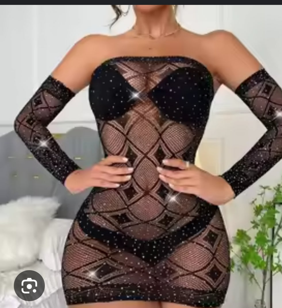 Mesh Fishnet Diamond Bodystocking Lingerie (N-T-L-77)