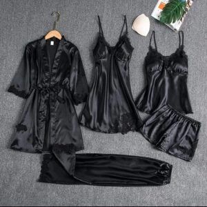 5-Piece Nighty Set – Premium Silk Jersey | Free Size