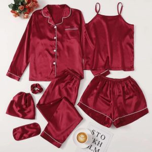 7-Piece Premium Silk Nightwear Set –