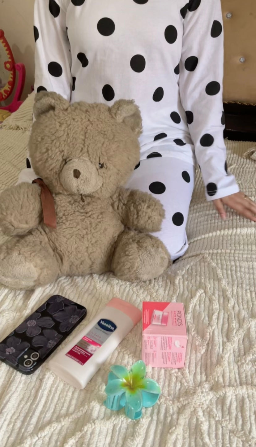 Black & White Doted Printed Night Suit