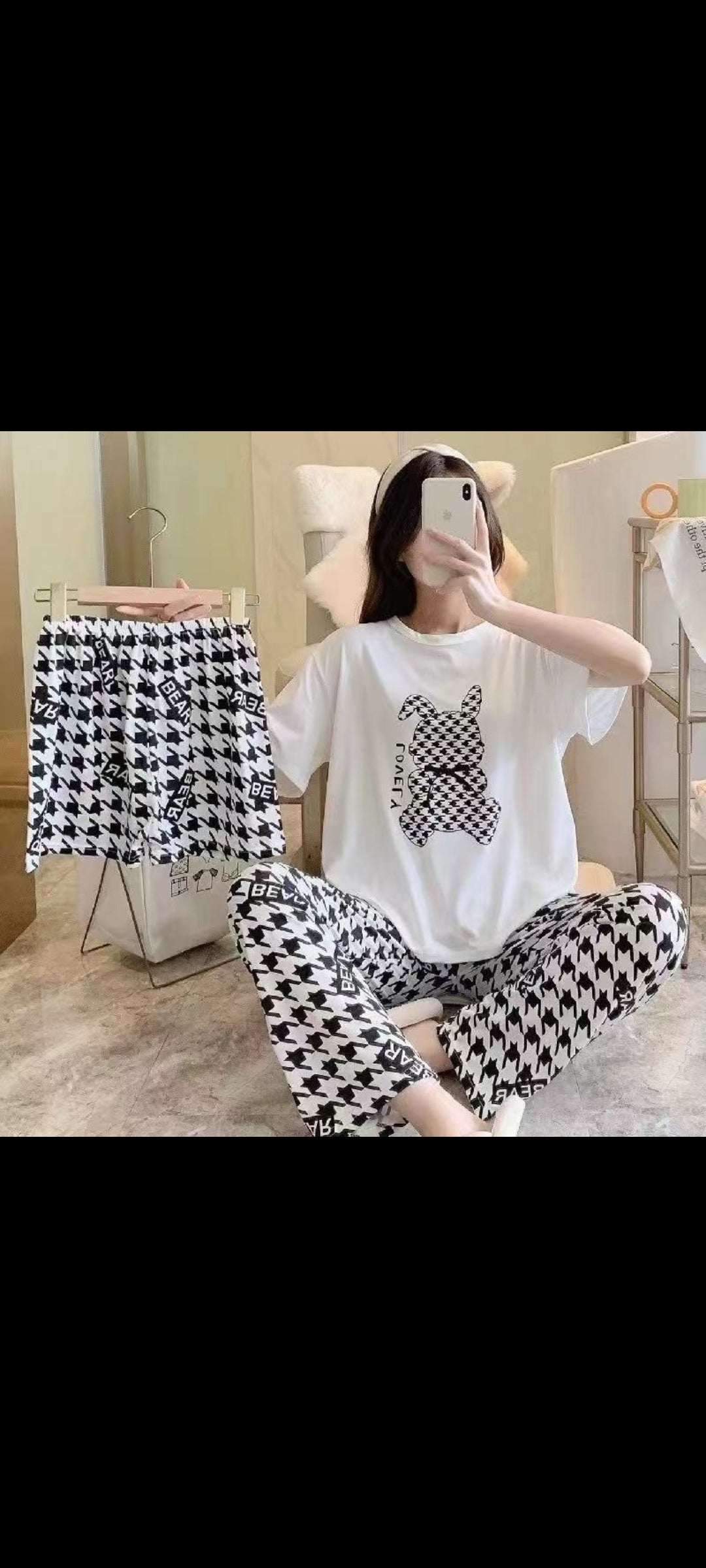 Black and white pj's set