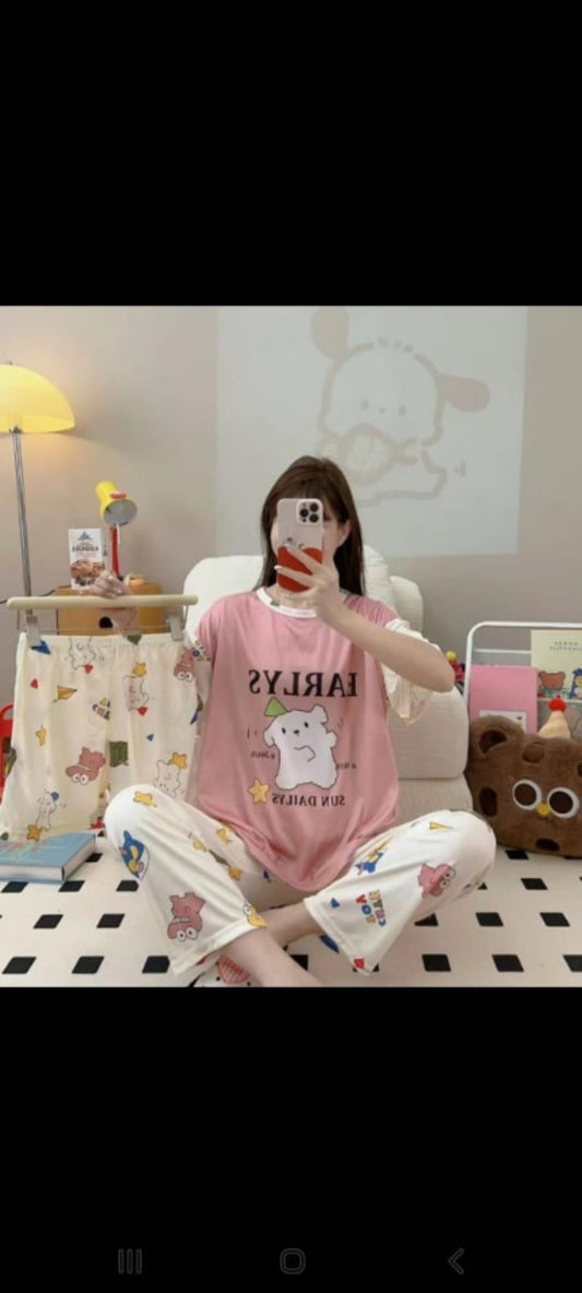 Pink and white pj's set