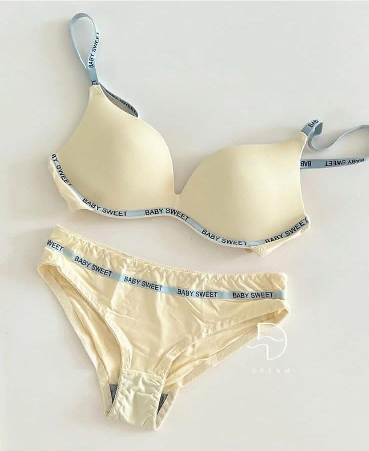 New High-Quality “Bany Sweet” Soft Thin-Pad Bra & Panty Set