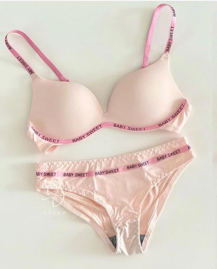 New High-Quality “Bany Sweet” Soft Thin-Pad Bra & Panty Set