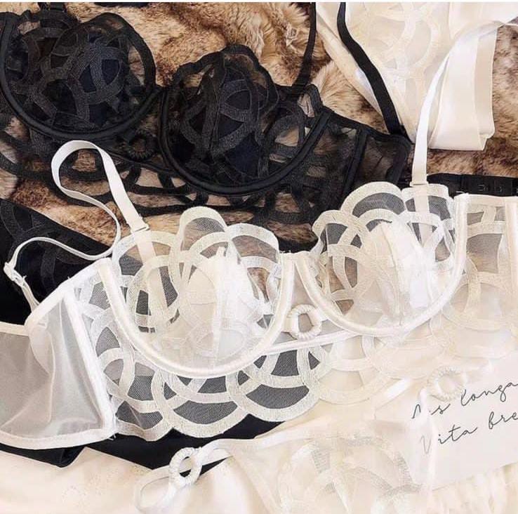 New High-Quality SEATHROUGH NET Bra And Panty Set - 079