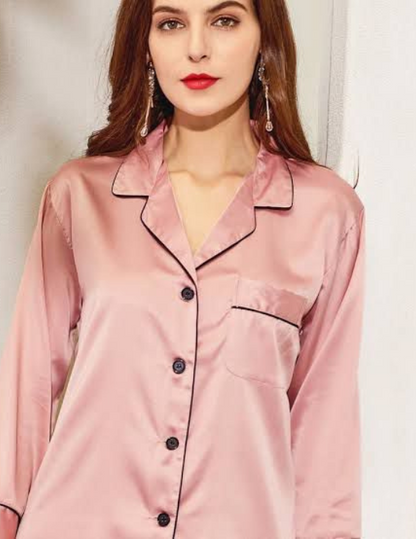 Piping Shirt Pajama Suit – Stylish & Comfortable Nightwear