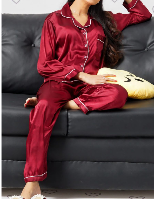 Piping Shirt Pajama Suit – Stylish & Comfortable Nightwear