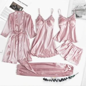 5-Piece Nighty Set – Premium Silk Jersey | Free Size