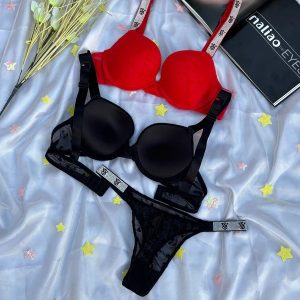 Buy Padded Underwired Bra Panty Set with Rhinestone Straps