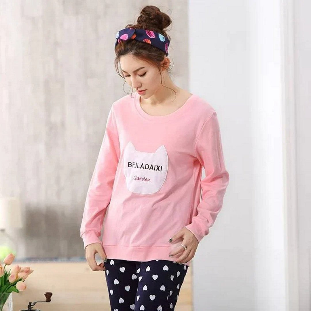 Pink Bledix Printed  Night Suit