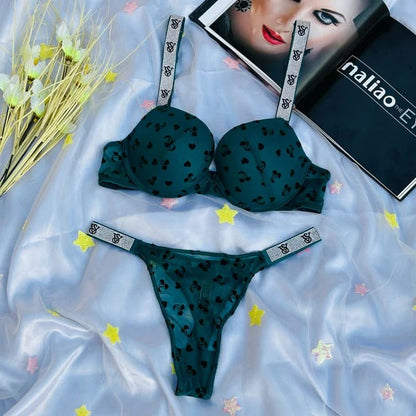 Wired Rhinestone Strap Bra & Panty Set – 1st Copy of Victoria's Secret -