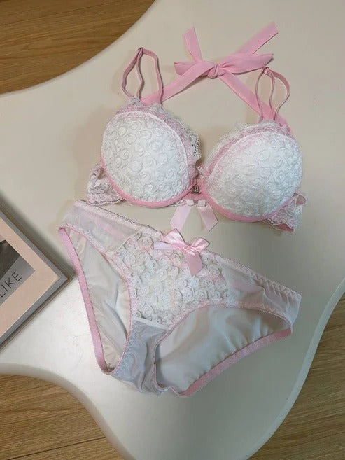 New High-Quality Front Open 2-in-1 Shoulder Straps Wired Push-Up Bra & Panty Set -