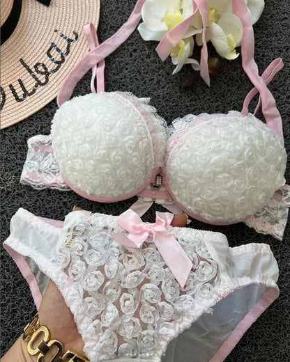 New High-Quality Front Open 2-in-1 Shoulder Straps Wired Push-Up Bra & Panty Set -