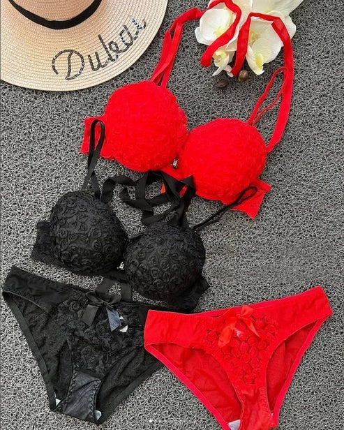 New High-Quality Front Open 2-in-1 Shoulder Straps Wired Push-Up Bra & Panty Set -