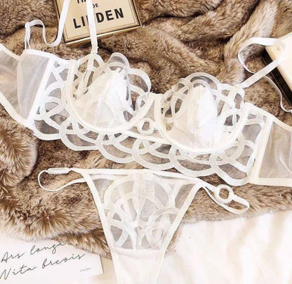 New High-Quality SEATHROUGH NET  Bra And Panty Set - 079