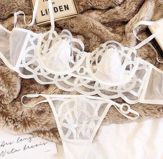 New High-Quality SEATHROUGH NET  Bra And Panty Set - 079