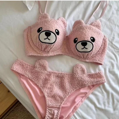 Imported Premium Sexy Cute Bear Design Bra & Panty Set – Soft & Stylish - 097