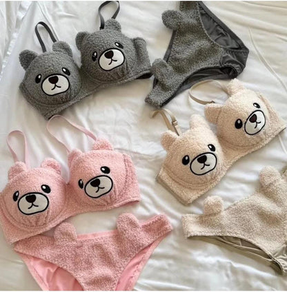 Imported Premium Sexy Cute Bear Design Bra & Panty Set – Soft & Stylish - 097
