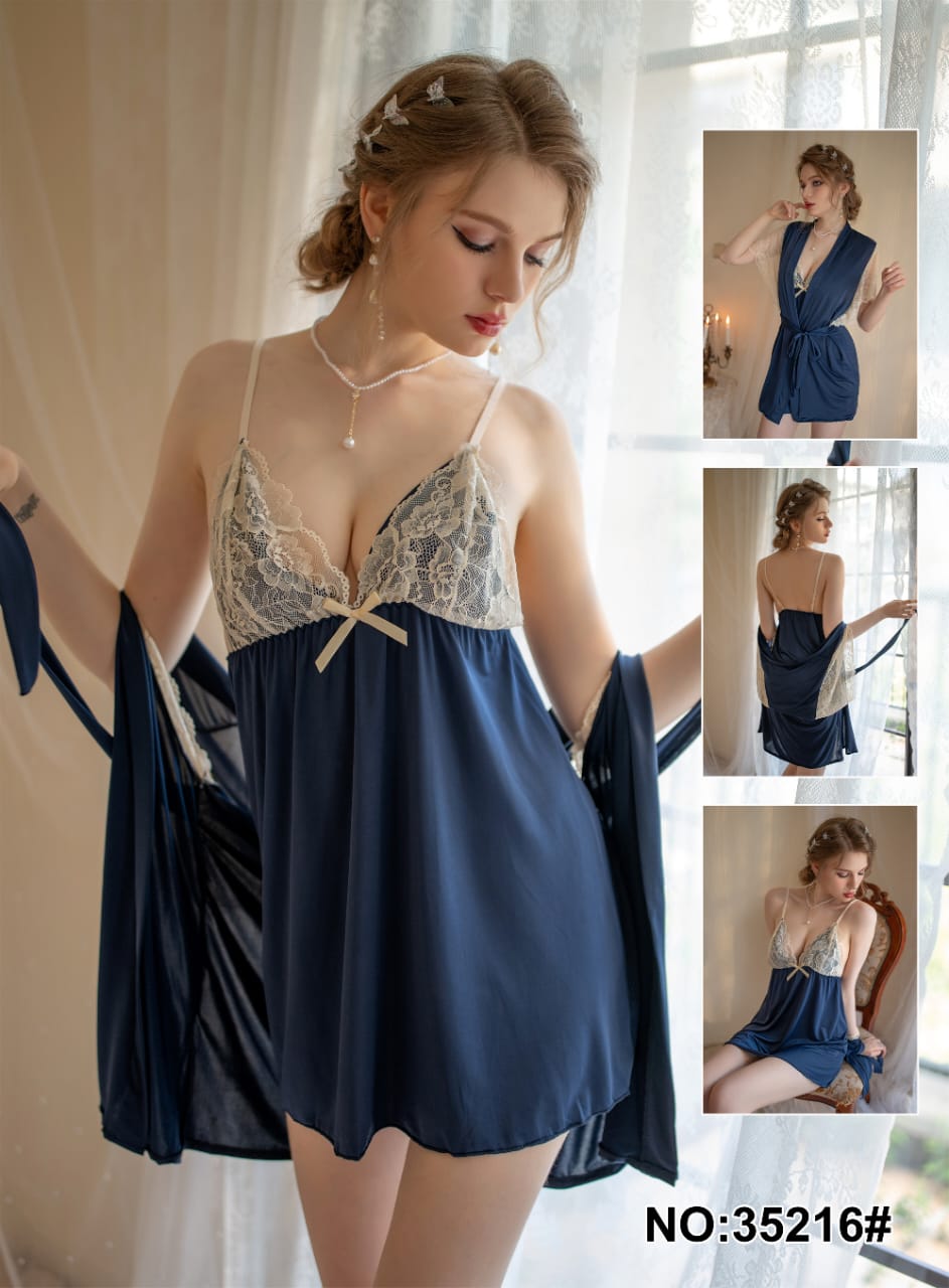 Imported Premium 2-Piece Nightwear Set – Net Silk - 05560